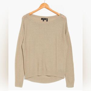 NWT Theory Ribbed Oversize Pewter Iras Cotton Sweater lagenlook crew neck size M
